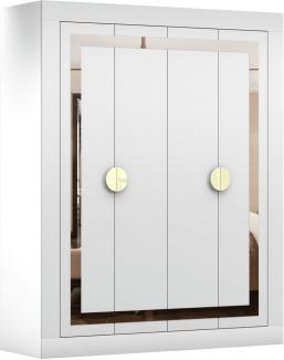 MOEBLO Drehtürenschrank Lumine 1 - 200 cm (Kleiderschrank Schrank Garderobe Schlafzimmer Weiß + Gold)