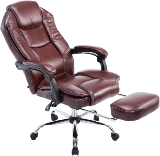DELUKE® Bürostuhl MEDHA - 114x67x64, Bordeauxrot Kunstleder Metall in Chromoptik Gestell ergonomische Bürostühle Homeoffice Stuhl mit Rollen