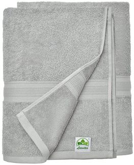leevitex® Duschtuch 2er Set Duschtuch Frottier XL, 70 x 140 cm, saugfähig und fusselfrei, gestreifte Bordüre
