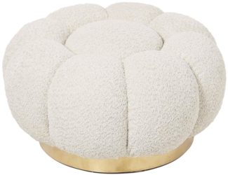 Pouf Florel aus Boucle-Stoff, Natur, 65 x 65 x 35 cm