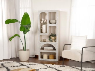 Vente-unique - Regal mit 5 Fächern - Marmoroptik Grau - LUELA