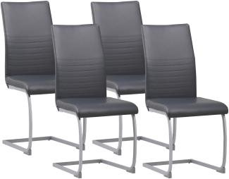 Albatros Freischwinger Stühle 4er Set MURANO, Grau - Esszimmerstuhl Schwingstuhl, modernem Design, Kunstleder-Bezug, dicke Polsterung - Küchenstuhl, Polsterstuhl, Stuhl Esszimmer Esstisch