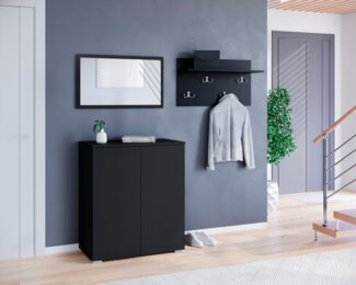 INOSIGN Garderoben-Set PARIS/ TOKYO, (Komplett-Set, 3-St), Kompaktgarderobe Breite 150cm mit Spiegel für Ihren Eingangsbereich