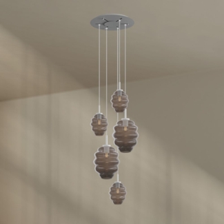 s.luce Echos Galerieleuchte 5-flammig Ø 60cm Baldachin Ø 18/25cm Rauch, Weiß