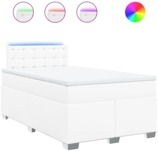 vidaXL Boxspringbett mit Matratze Weiß 120x190 cm Kunstleder 3288413