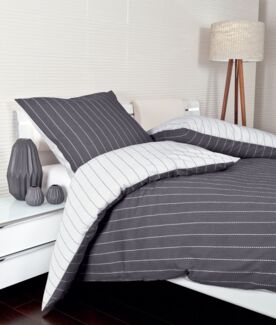 Hochwertige Janine Mako-Soft-Seersucker Wendbettwäsche TANGO 20020 | Verschiedene Grössen und Farben 240x220 cm / 2x 80x80 cm titan (78)