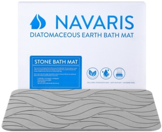 Navaris Badematte Kieselgur Badematte rutschfest Duschvorleger Vorleger klein, Höhe 9,00 mm, Kieselgur