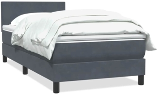 vidaXL Boxspringbett mit Matratze Dunkelgrau 90x220 cm Samt 3316048