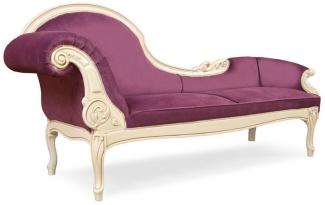 Casa Padrino Luxus Barock Chaiselongue Lila / Creme - Prunkvolle Massivholz Recamiere - Luxus Wohnzimmer Möbel im Barockstil - Barock Möbel - Edel & Prunkvoll