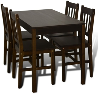 Esstisch Holztisch mit 4 Holzstühlen Esszimmerset braun 241221