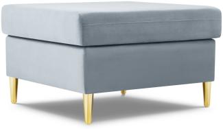 Micadoni Samtstoff Pouf Hocker Moghan | Bezug Light Blue | Beinfarbe Gold Metal