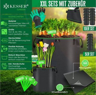 KESSER Pflanzkübel, Pflanzsäcke aus Vlies Kartoffel Pflanzsack Pflanztasche