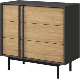 Kommode Agova 3S AL08 (Farbe: Anthrazit / Geölte Eiche)