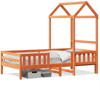 vidaXL Massivholzbett mit Dach Wachsbraun 90x190 cm Kiefer 3282167