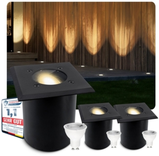 SSC-LUXon LED Gartenstrahler JUAVI Bodeneinbauleuchte schwarz mit LED dimmbar 7W warmweiß, Warmweiß