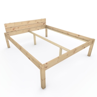 Pfostenbett "metallarm" Zirbe Holzbett "Daybett" 180 x 220cm 58cm Doppelbett
