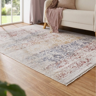 LUXOR living Teppich Rocco, rechteckig, Höhe: 11 mm, Vintage-Look, florales Design, mit Fransen, Wohnzimmer, Schlafzimmer