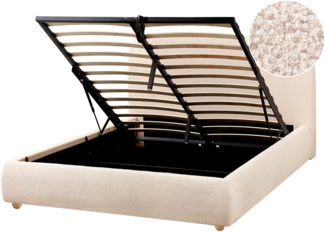 Bett mit Stauraum Bouclé BLAGNAC 140 x 200 cm Hellbeige