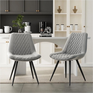 HTI-Living Esszimmerstuhl Esszimmerstuhl Astrid 2er-Set Kunstleder Grau (Set, 2 St), Polsterstuhl Metallbeine