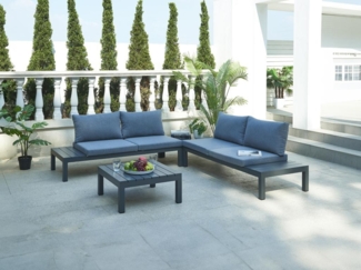 Vente-unique - Garten-Sitzgruppe beliebig kombinierbar: 1 Ecksofa + 1 Couchtisch - Aluminium - Anthrazit - RISILI von MYLIA