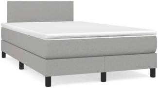 vidaXL Boxspringbett mit Matratze & LED Hellgrau 120x190 cm Stoff 3270025