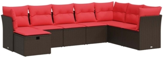 vidaXL 8-tlg. Garten-Sofagarnitur mit Kissen Braun Poly Rattan 3325340