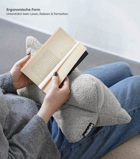 mokebo Nackenrolle Der Leseknochen, aus Bouclé Stoff, Leseknochen oder Nackenkissen aus gemütlichen Bouclé Stoff