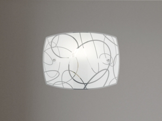 Exklusive LED Wandleuchte DIMMBAR Glasschirm in weiß mit dezentem Dekor, B: 30cm