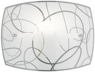 TRIO Leuchten LED Wandleuchte, LED wechselbar, Warmweiß, innen, Lampenschirm Opal-glas flach mit Dekor Weiß Silber, Breite 30cm