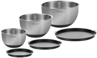 Edelstahl Schüssel 6-er Set mit Deckel Edelstahlschüssel Schalen Genius A06428