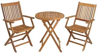 Balkonset Gartenmöbel Set Klappstühle mit Armlehne Klapptisch Ø 60cm Rund Akazie