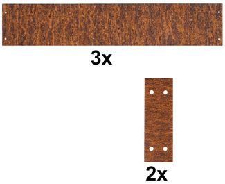 Rasenkante Edel-Rost 3x Beeteinfassung + Verbinder Hochbeet Mähkante Cortenstahl