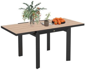 Outsunny Gartentisch für 6 Personen (wetterfest Buffettisch, 1-St, ausziehbarer Balkontisch), 80,160x80 cm, für Garten, Terrasse Balkon Naturholz
