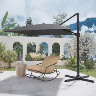 GUNJI Sonnenschirm ∅270/330cm,Gartenschirm UV Schutz 50+,mit Ständer, Abdeckung, 360° drehbar,Gewicht 16KG, leicht zu öffnen und zu schließen