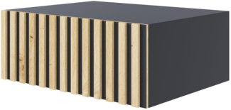 Selsey ‘Telire’ hängender Nachttisch mit Schublade und Lamellenfront, 50 cm – Schwarz / Eiche Artisan