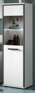 Badezimmer Kommode Telly in weiß Hochglanz und grau 40x139 cm