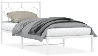 vidaXL Bettgestell mit Kopfteil Metall Weiß 90x200 cm 376268