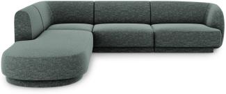 Micadoni 6-Sitzer Ecke links Sofa Miley | Beinfarbe Black Plastic, Petrol, Chenille