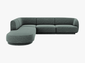 Micadoni 6-Sitzer Ecke links Sofa Miley | Beinfarbe Black Plastic, Petrol, Chenille