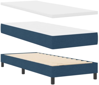 vidaXL Boxspringbett mit Matratze mit Matratze Blau 80 x 200 cm Stoff 3340058