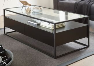 Couchtisch EVORA schwarz matt mit Gestell in schwarz 120cm