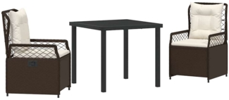 vidaXL Garten Essgruppe 3 pcs Braun Poly-Rattan 3380988