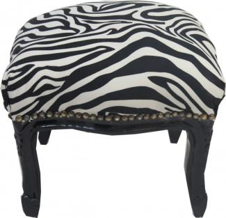 Casa Padrino Barock Fußhocker Zebra / Schwarz - Antik Stil Möbel - Hocker