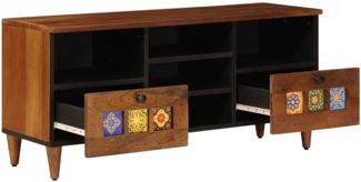 vidaXL TV-Schränk mit Regal Walnuss 100 x 33 x 46 cm Massivholz Mango 4018242