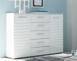 Sideboard >New Jersey< in Weiß aus MDF - 130x99x40cm (BxHxT)