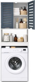 VCM Badmöbel Waschmaschinenschrank Flonali 921298 Weiß / Anthrazit H. 179 x B. 63 x T. 23 cm