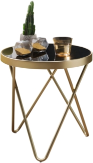 Finebuy 'Daina' Design Beistelltisch, Schwarz/Gold matt, 42 x 46 x 42 cm rund