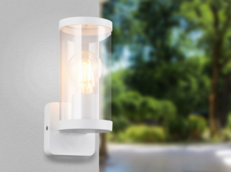 LED Außenwandleuchte, Laterne Aluminium Weiß, Höhe 23cm