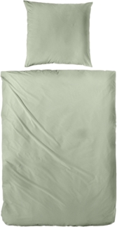 Primera Halbleinen Sommer Bettwäsche 155x220 hellolive grün uni 183001-584
