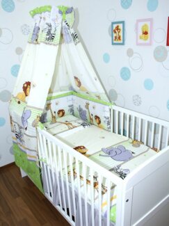 Primawela Babybettwäsche Baby Bettset- 6 teiliges Set mit Vollstoff Himmel Bettwäsche Nestchen